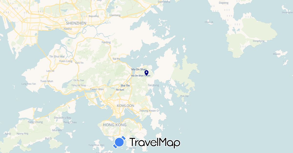 TravelMap itinerary: driving in Hong Kong (Asia)
